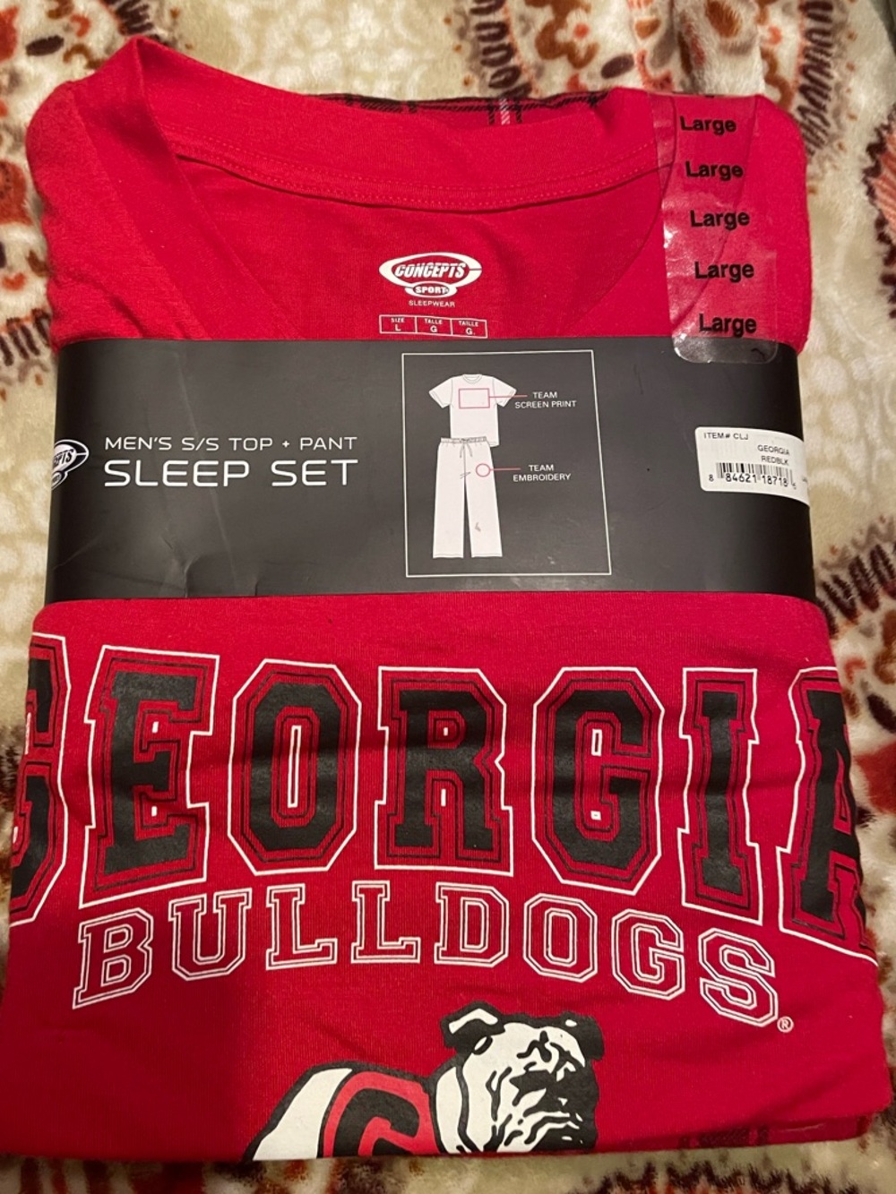 Bulldog Embroidered Red Plaid Flannel